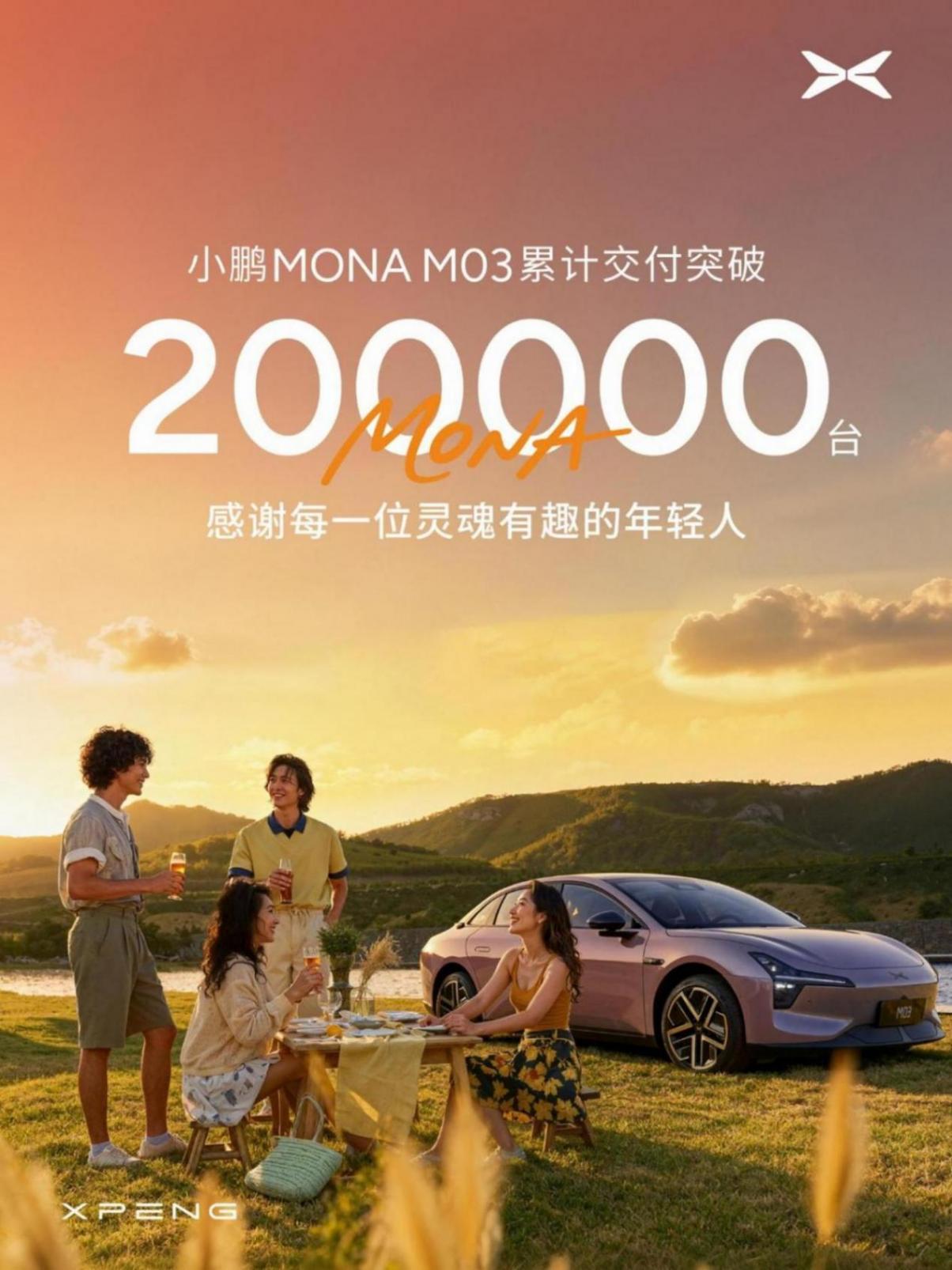 僅用14個月,小鵬MONA M03累計交付突破20萬臺 僅用14個月,小鵬MONA M03累計交付突破20萬臺